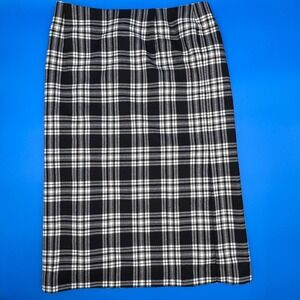 Pendleton Plaid Maxi Skirt Black White‎ Classic Tartan Lined Size 12